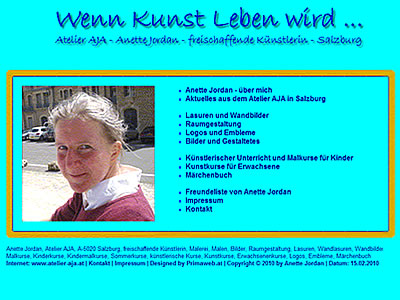 Anette Jordan, freischaffende K�nstlerin Atelier AJA Salzburg, liefert Kunstkurse und Kindermalkurse 